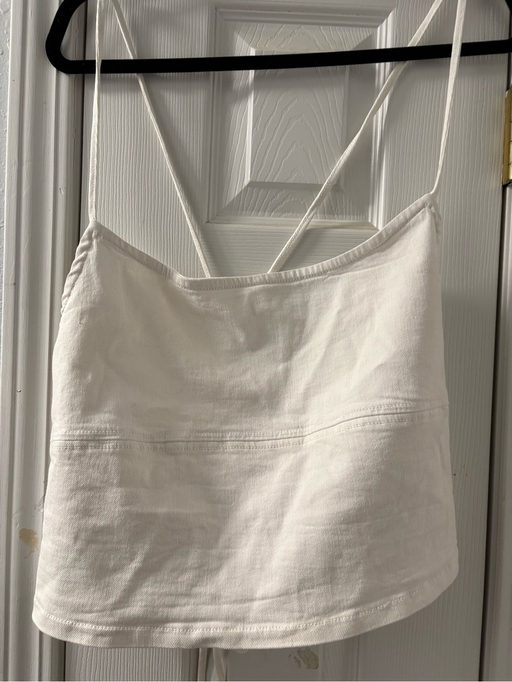 Good American White Crop Tank Top with Spaghetti Straps